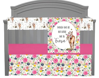 mint and navy with a woodland Aztec theme including arrows and modern fabric swatches deer Custom Made to Order Baby Bedding in pink