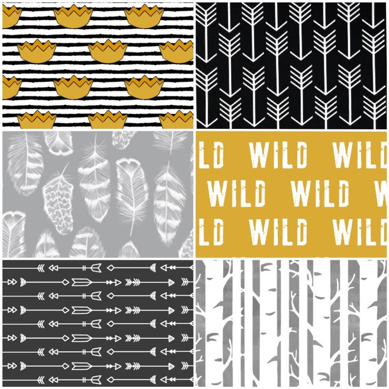 Custom Crib Bedding Set Made To Order Woodland Navy Mint Mustard Yellow Where The Wild Things Are Theme