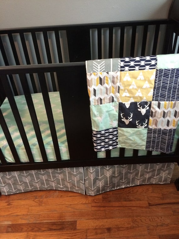 Gender Neutral Baby Bedding With a Woodland Theme, Deer, Crib