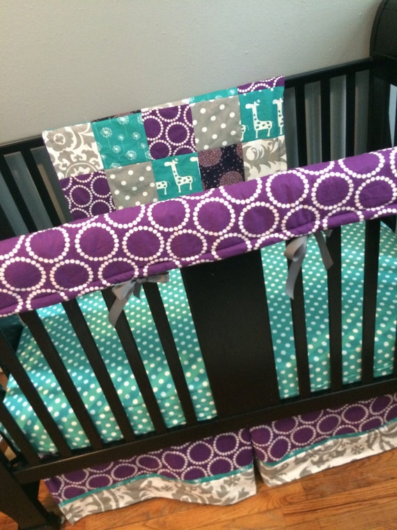 purple and turquoise crib bedding