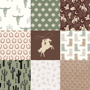 Baby Boy Crib Bedding Set, Western Baby Bedding, Tan, Brown and Sage Green, Cowboy Nursery, Baby Boy Shower Gift, Cowboy Baby Bedding Set