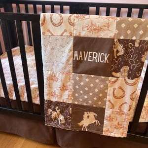 Western Baby Bedding in brown and tan, cowboy nursery, crib bedding set, baby boy bedding set, boho western, nursery, cowboy baby bedding