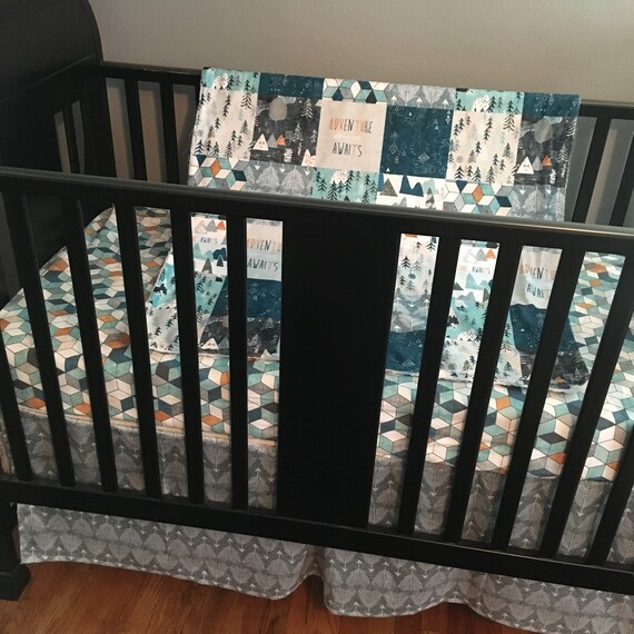 Woodland Baby Bedding Adventure Awaits Crib Bedding Set Mountains Nursery Baby Shower Gift Gender Neutral Baby Bedding Nursery Decor Etsy