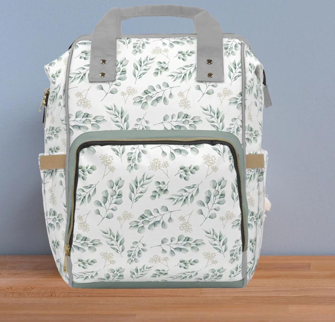 Gender Neutral Backpack Gender Neutral Diaper Backpack, Eucalyptus Baby Bag, Garden Theme ...