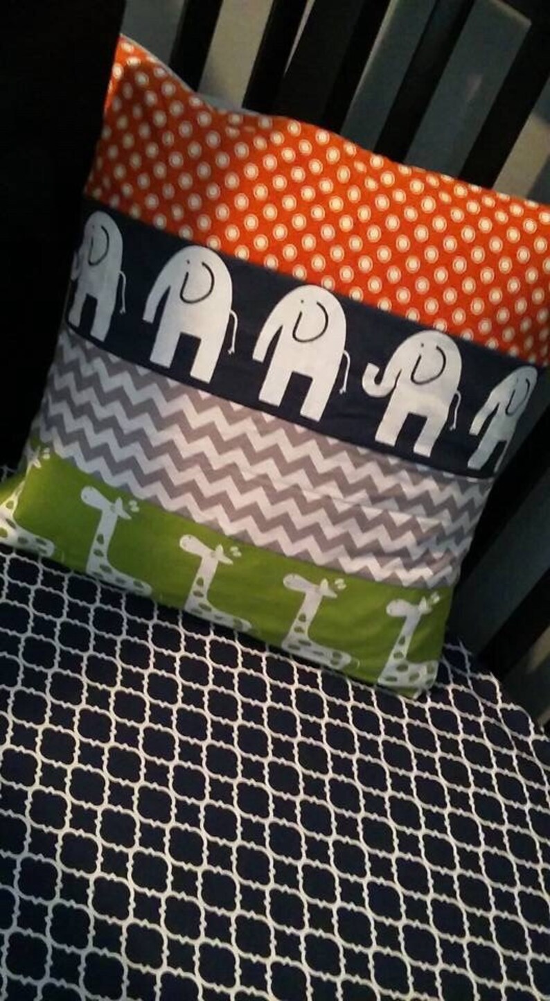 Crib Bedding Set Orange Navy Blue & Lime Green Crib Skirt Etsy