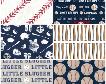 Custom Crib Bedding Set, Made to Order baby boy bedding with a baseball theme featuring navy and red fabrics