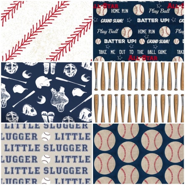 Custom Crib Bedding Set, Made to Order baby boy bedding with a baseball theme featuring navy and red fabrics