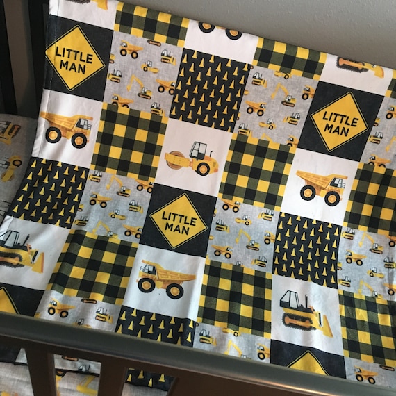 Construction Baby Bedding in Black and Yellow Baby Boy Crib Bedding Set Dump Trucks and Bulldozers Baby Shower Gift Boy Nursery Decor Etsy