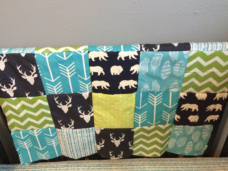 Made to Order Baby Bedding in lime green navy and ...