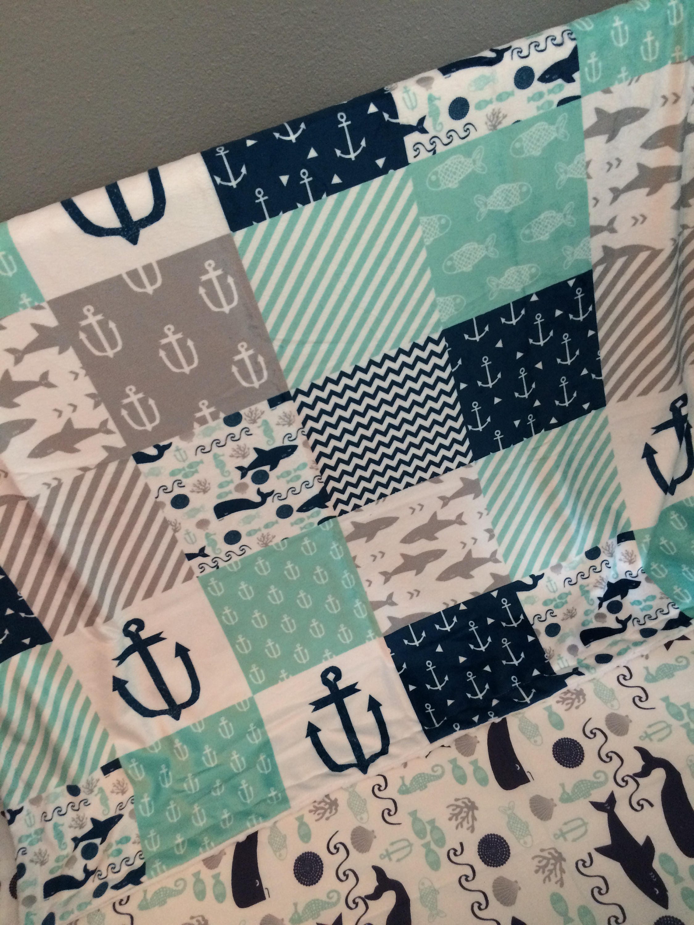 Navy and mint crib bedding sale