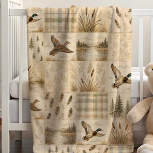 Mallard Duck Patchwork Throw Blanket | Gender Neutral Baby Blanket