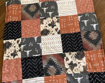 Western Baby Bedding in black, burnt orange, brown, cowboy nursery, boho, crib bedding set, baby boy bedding set, boho western, nursery