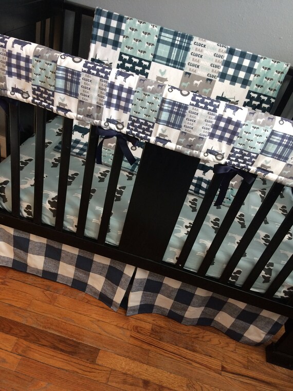 Baby Boy Custom Crib Bedding Set Made To Order Farm Theme Etsy