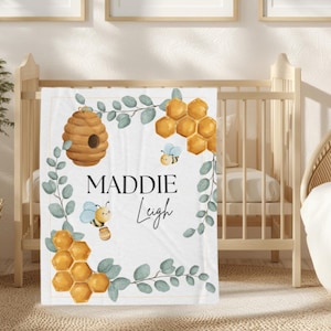 Hummel Babydecke, Gender Neutral, Honigbienen, personalisierte Decke, Babydecke mit Name, Hummel Kinderzimmer, Babypartygeschenk