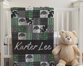 Manta vaquera Minky, habitación infantil del oeste, manta personalizada con nombre, manta vaquera para bebé, puesta de sol vaquera, dormitorio del oeste, dormitorio de niño