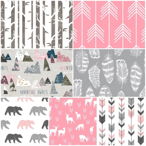 Pink Gray Bedding Etsy