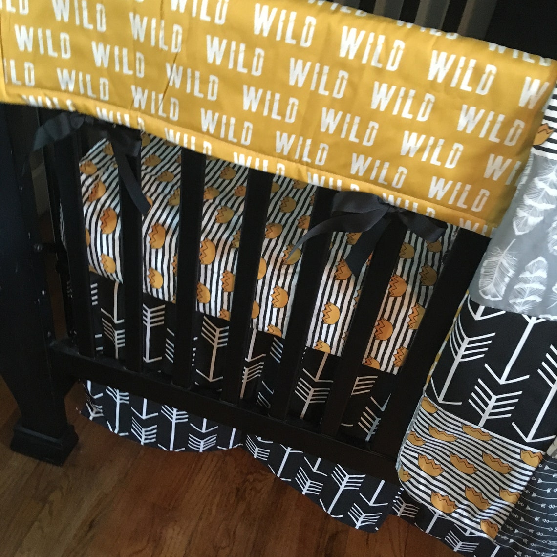 Custom Crib Bedding Set Made to Order Woodland Set in Black Etsy