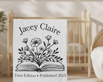 Nieuwste boekenclublid, gepersonaliseerd boek babydeken, babyshowercadeau, babycadeau voor boekenliefhebber, bibliotheek, aangepaste babydeken, minky