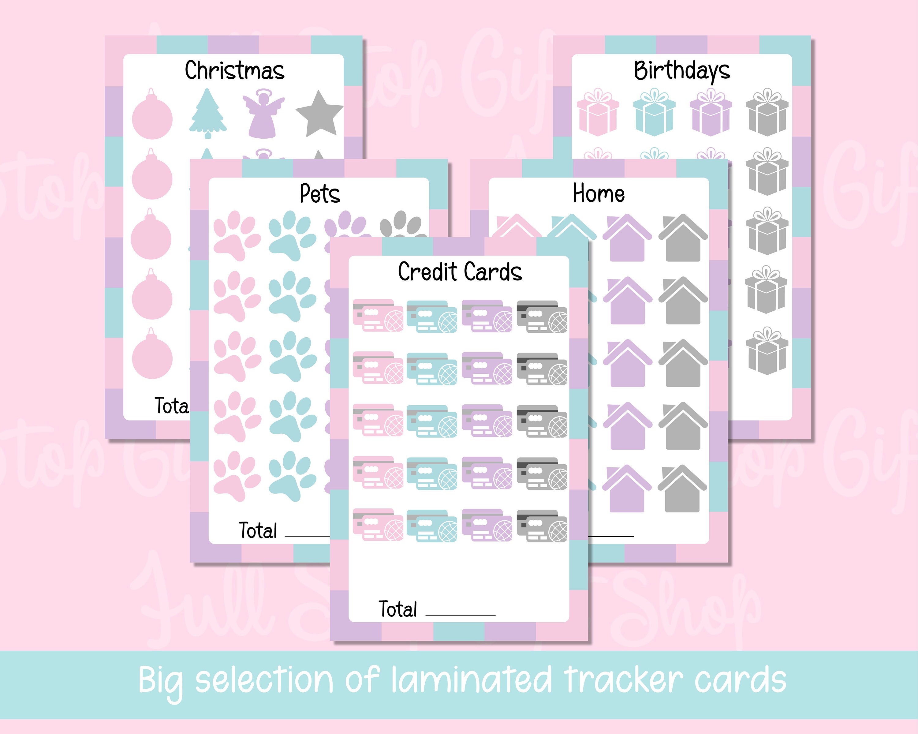 Tracker Cards.pdf A5 Laminated Tracker Cards for Budgeting Binders - Etsy