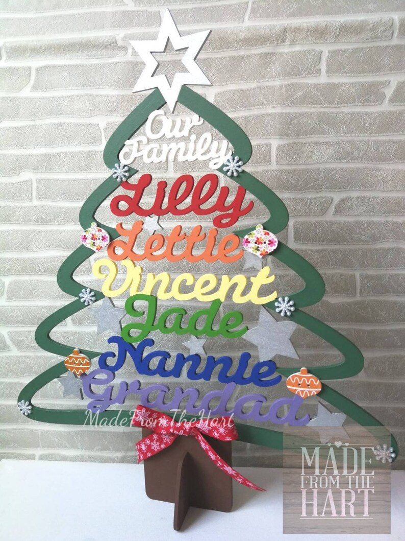 Personalised Family Names Christmas Tree Etsy