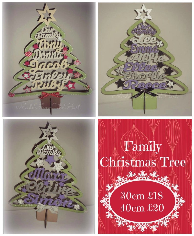 Personalised Family Names Christmas Tree Etsy