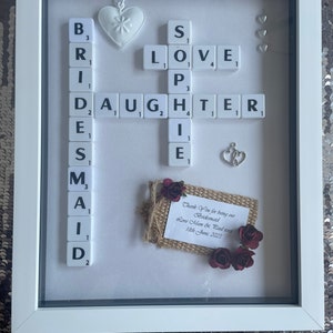 Personalised Bridesmaid, Maid of Honour or Flower Girl Scrabble Frame Gift