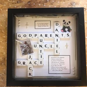 Tuile de scrabble personnalisée cadeau de remerciement pour le parrain marraine des parrains