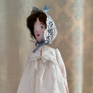 Doll's 19th century Nightgown and lace nightcap image 1