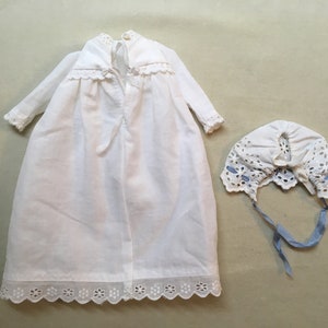 Doll's 19th century Nightgown and lace nightcap image 2