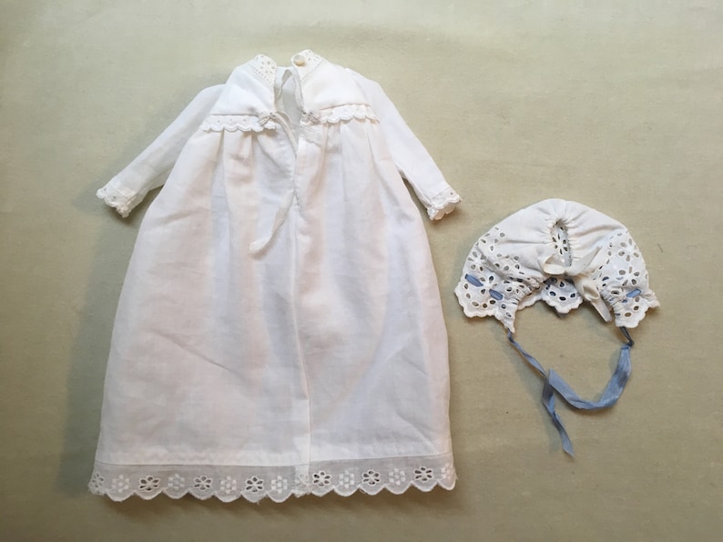 Doll's 19th century Nightgown and lace nightcap image 2