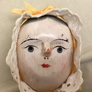 Doll's 19th century Nightgown and lace nightcap Gold