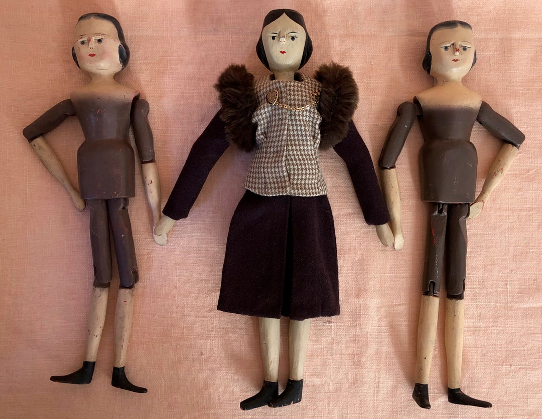 Antique Jointed Wooden Sisters - Etsy