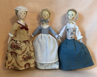 18th century Ladies: well dressed vintage Fred Laughon dolls