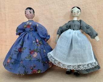 Dollhouse dolls: a Lady and her maid