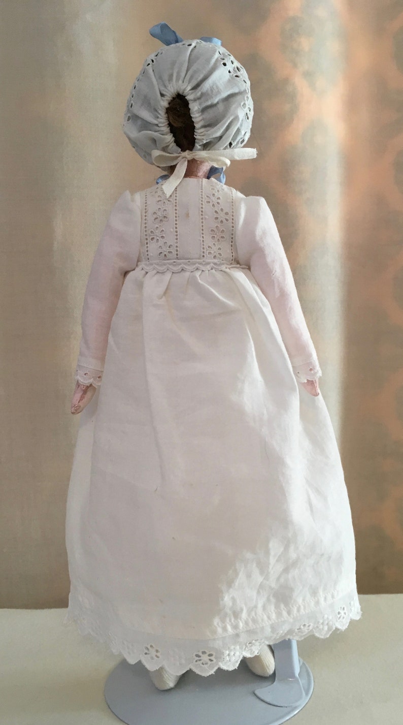 Doll's 19th century Nightgown and lace nightcap image 4