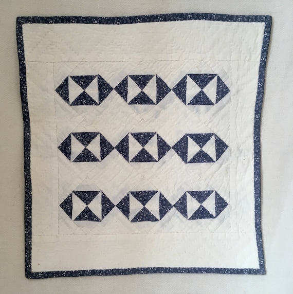 Miniature Blue and White Cotton Quilt Etsy