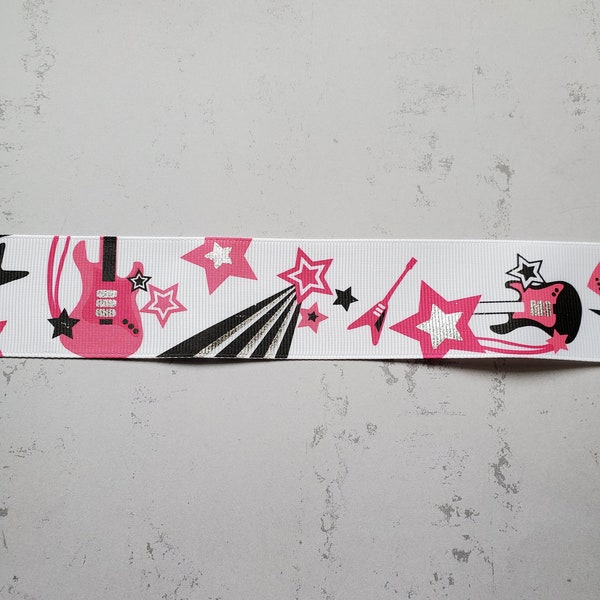 Rock n Roll ribbon, 1.5" grosgrain ribbon, rock and roll, rock star