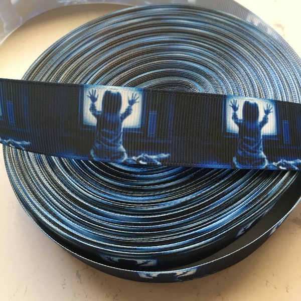 horror ribbon, 1" grosgrain ribbon, paranormal, 80s horror