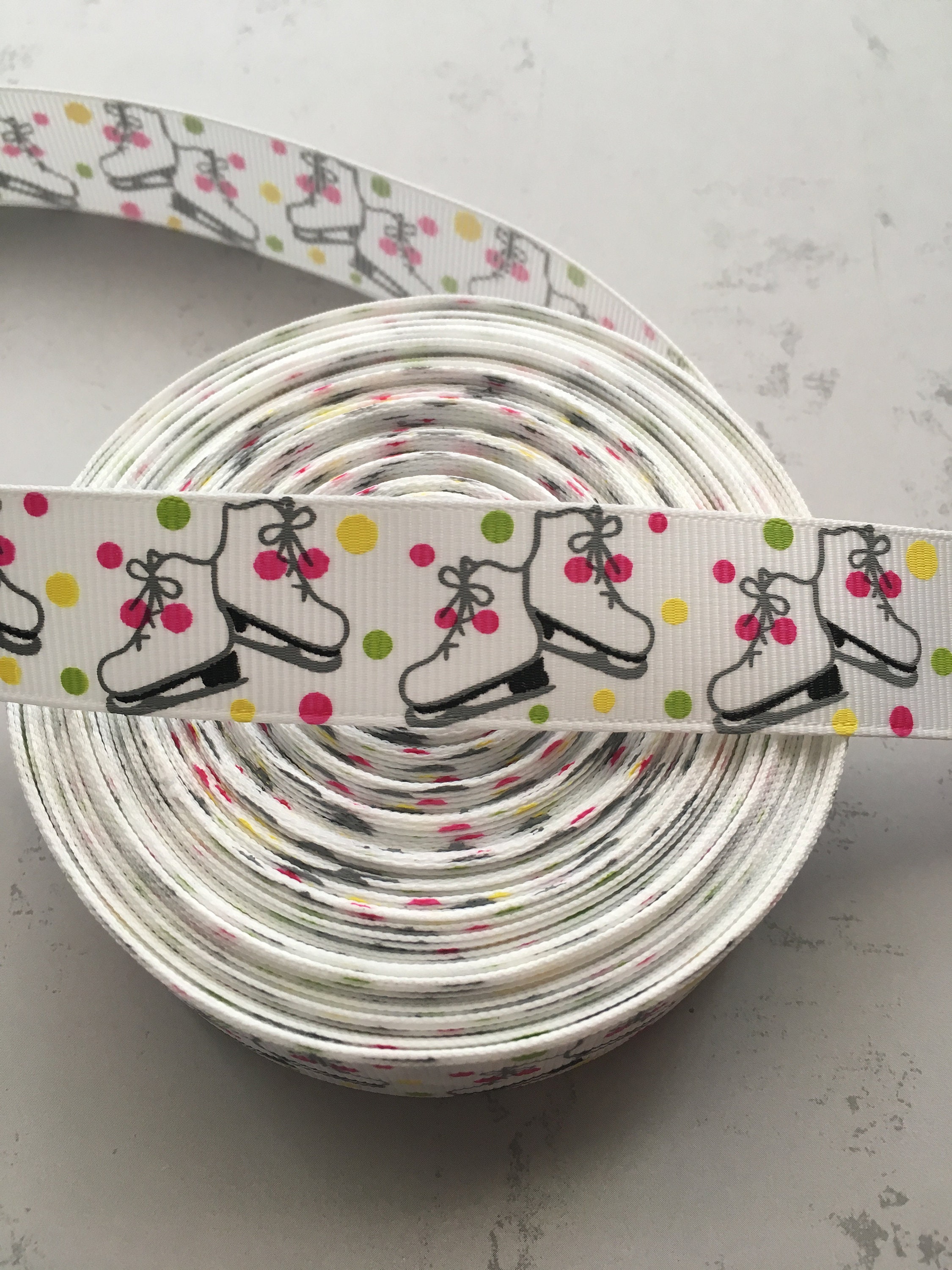 Ice Skates Ribbon Christmas Ribbon Grosgrain Ribbon Holiday Etsy UK