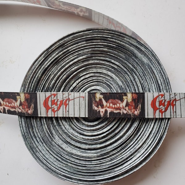 Horror ribbon, 5/8" grosgrain ribbon, 80s horror, fandom