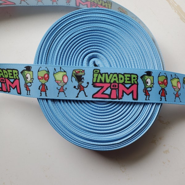 Fandom ribbon, 1" Grosgrain ribbon, fandom, alien cartoon, sci fi