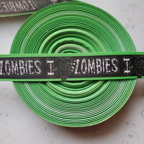 I heart zombies Ribbon, horror ribbon, zombie love, zombies, grosgrain ribbon