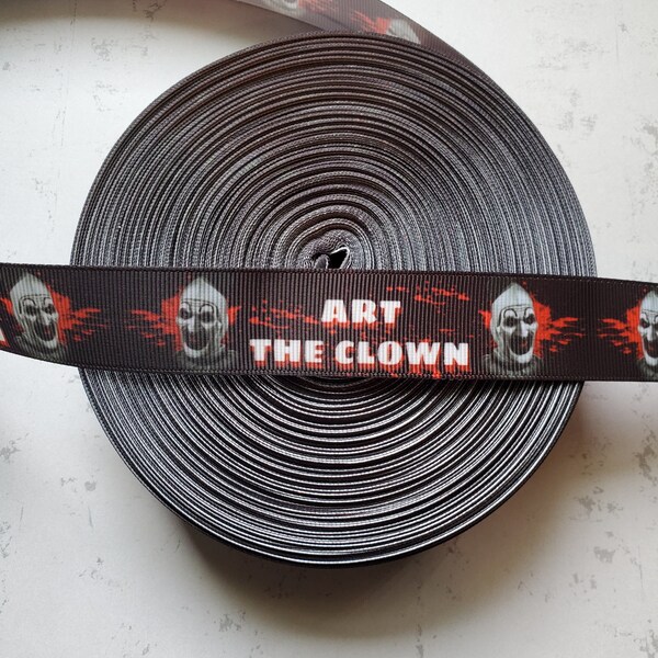 horror ribbon, evil clown, grosgrain ribbon, fandom