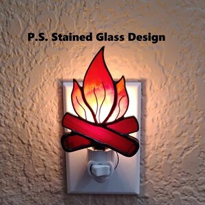 Stained Glass Camp Fire Night Light