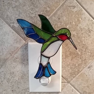 Stained Glass Hummingbird Night Light
