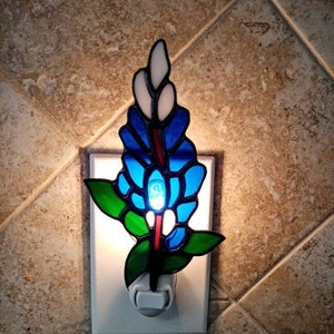 Stained Glass Bluebonnet Night Light