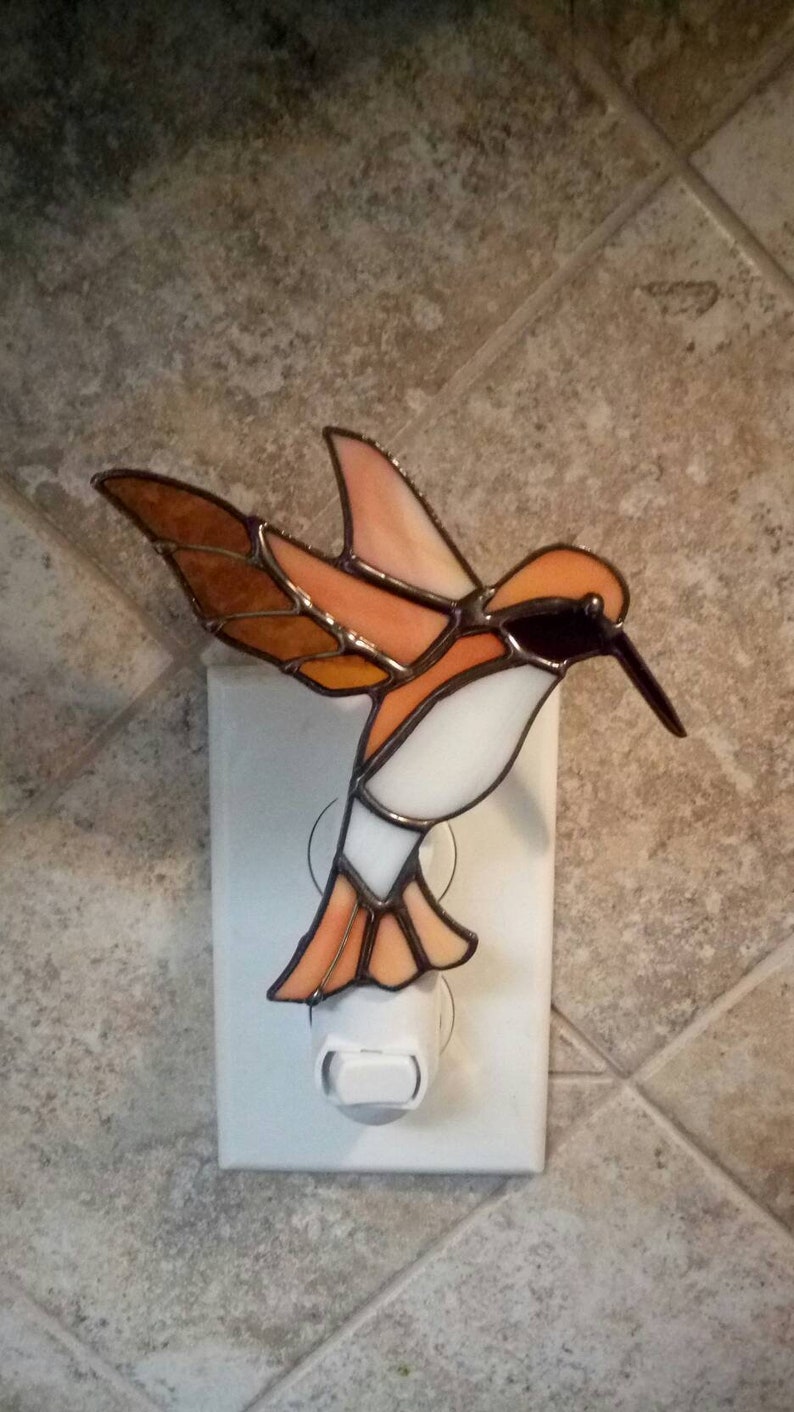 Stained Glass Hummingbird Night Light Etsy