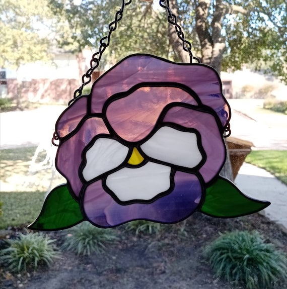 Stained Glass Pansy Flower Etsy