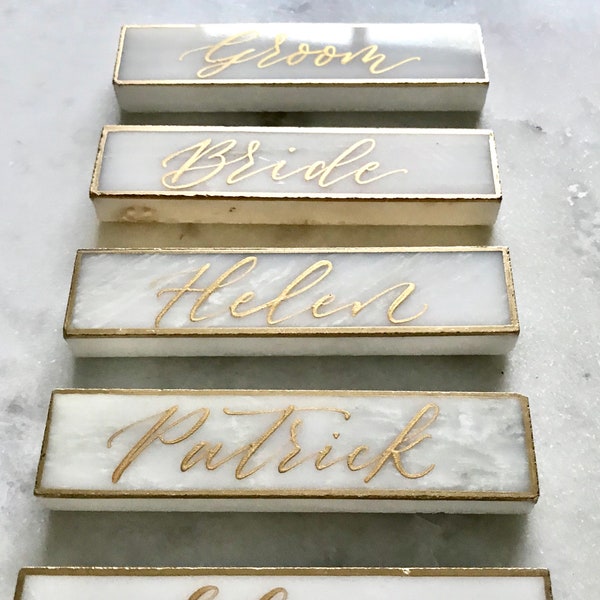Unique Place Cards, Marble Place Cards, Gold Wedding Decor, Marble Wedding Decor, Custom Calligraphy Place Cards