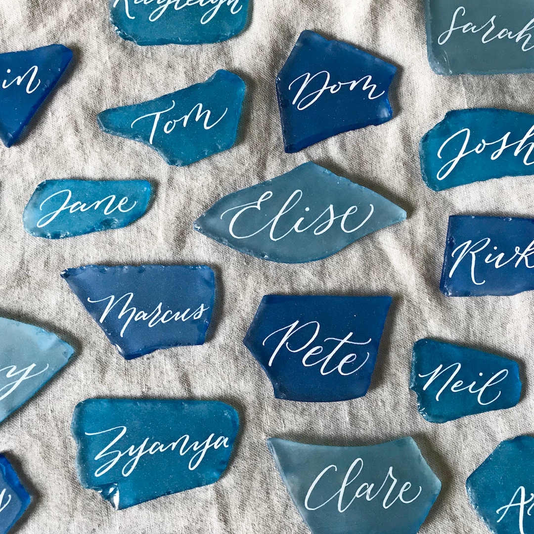 Place Cards, Beach Wedding Decor, Beach Wedding Table Decor, Sea Glass ...